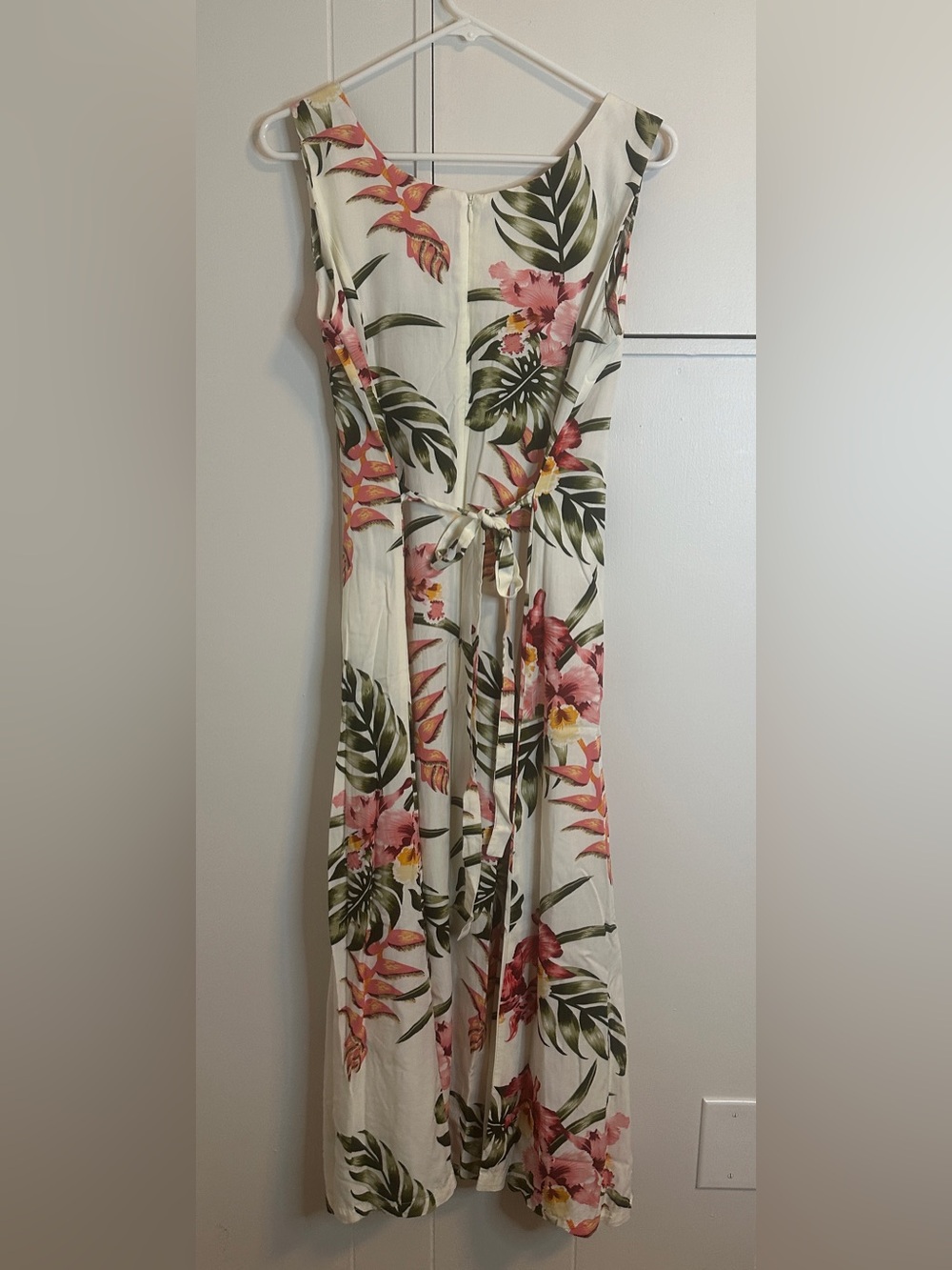 Leilani Collections Hawaii Tropical Floral Midi Dress White Orchid Size 10/12 - Picture 7 of 8